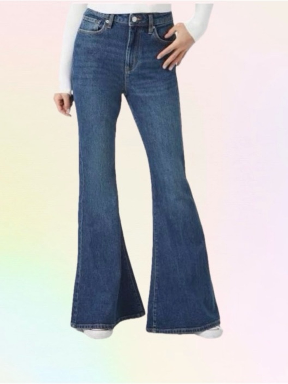 Forever 21 Dark Blue High-Rise Flare Jeans